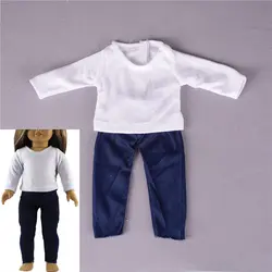 Девушки комплект одежды 1 комплект кукольные аксессуары, Повседневная футболка, комплект со штанами, подходит для 18 дюймов девочка кукла