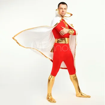 

High Quality Adult/Children Mens Halloween Cosplay Costumes With Cloak Lycra Male Spandex Zentai Superhero Costume Full Bodysuit