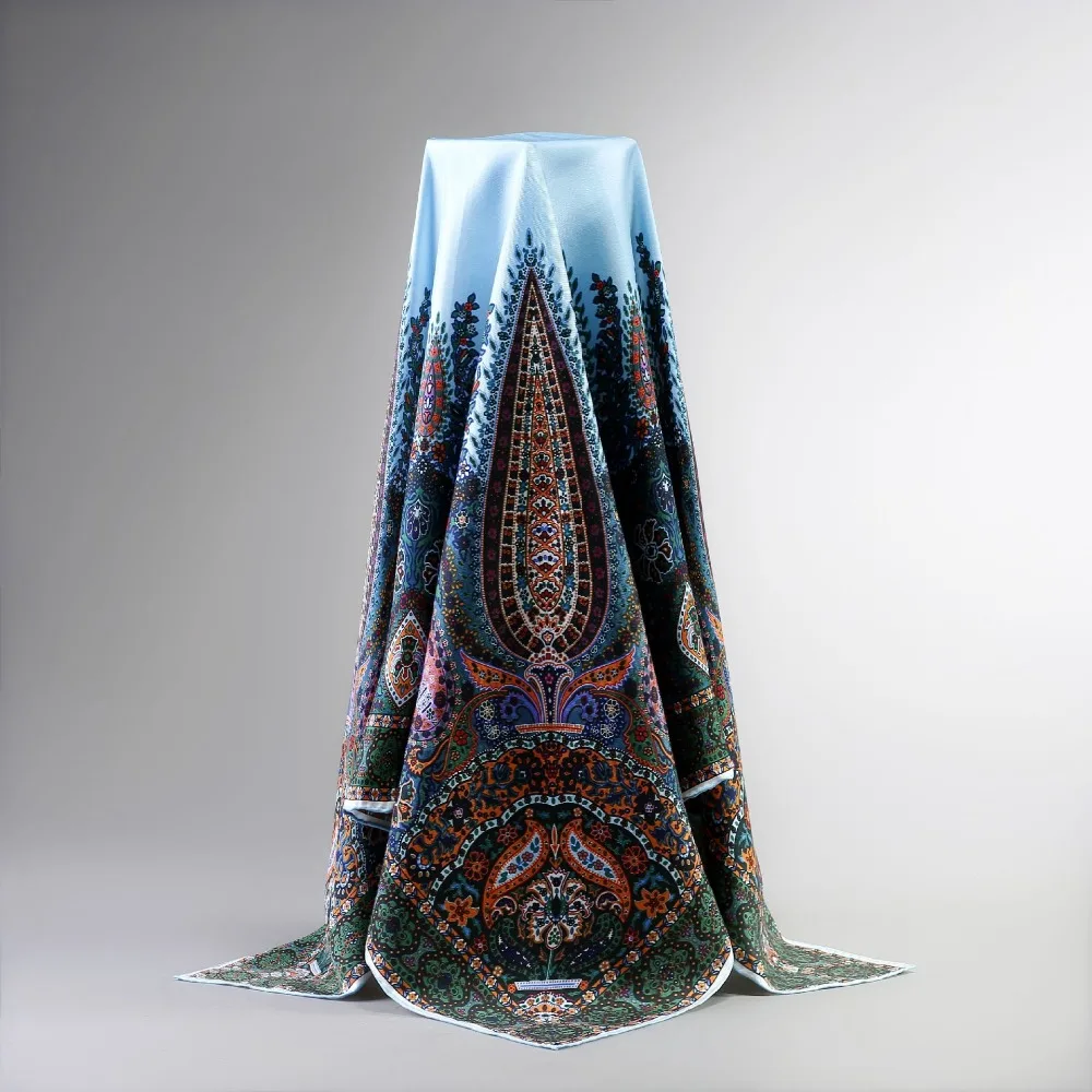 Paisley Print Large Square Silk Scarf Women 90*90cm Hijab 100%...