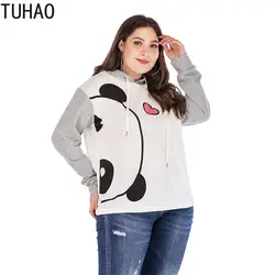 TUHAO 2019 Большие размеры 5XL 4XL 3XL Женские «панда», детское платье с длинным рукавом с принтом, с длинными рукавами, Повседневная Толстовка, худи