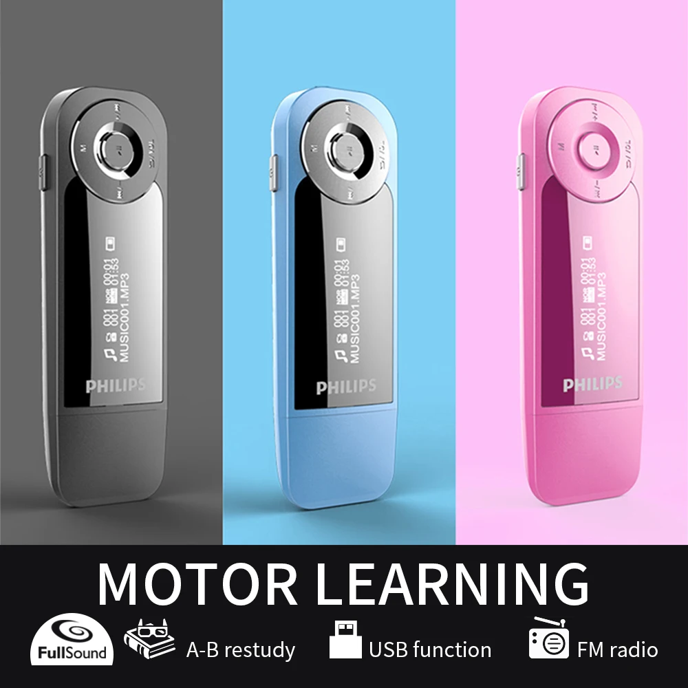 Philips 100% Original 8GB Mini Clip Music MP3 Player With Screen Digital Mp3 HIFi Player with FM Radio USB SA1208