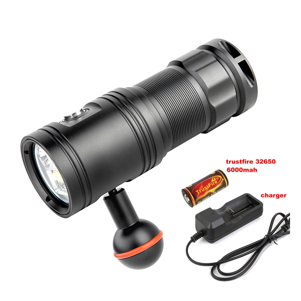 

TrustFire DF30 Diving LED Flashlight Video Camera Scuba Dive Torch Lanterna XM-L2 2350LM red/violet light Underwater 100 meters