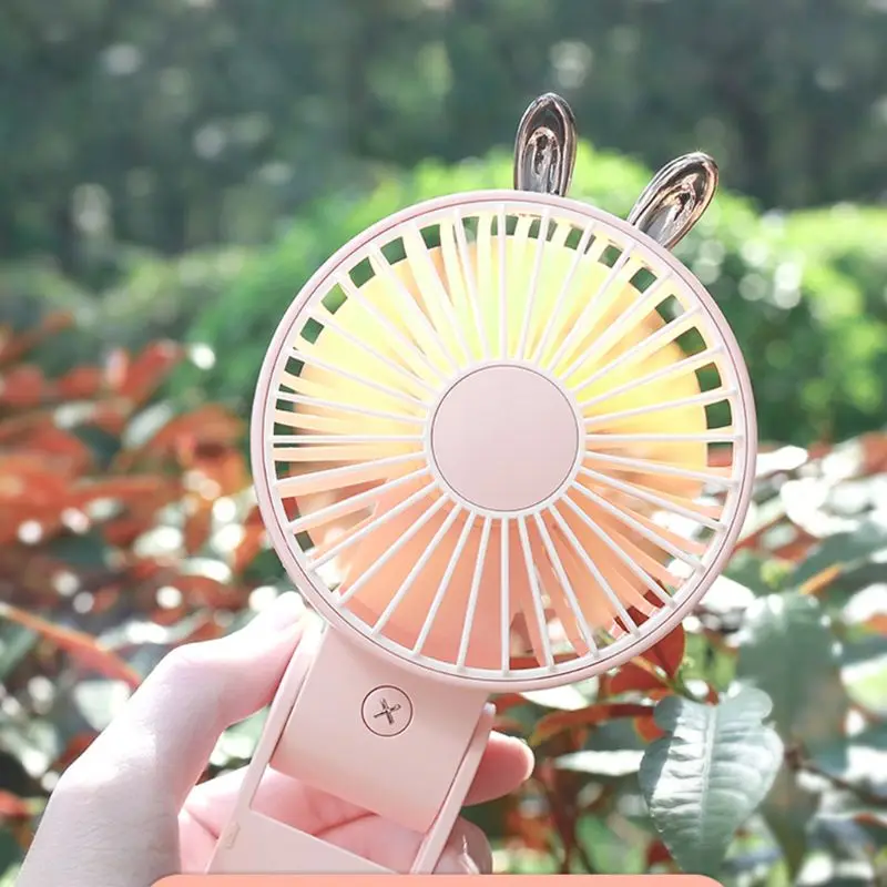 270 градусов Регулируемый милый кролик медведь Мини USB складной портативный вентилятор легко носить с собой маленький вентилятор с подвесным канатом летнее охлаждение