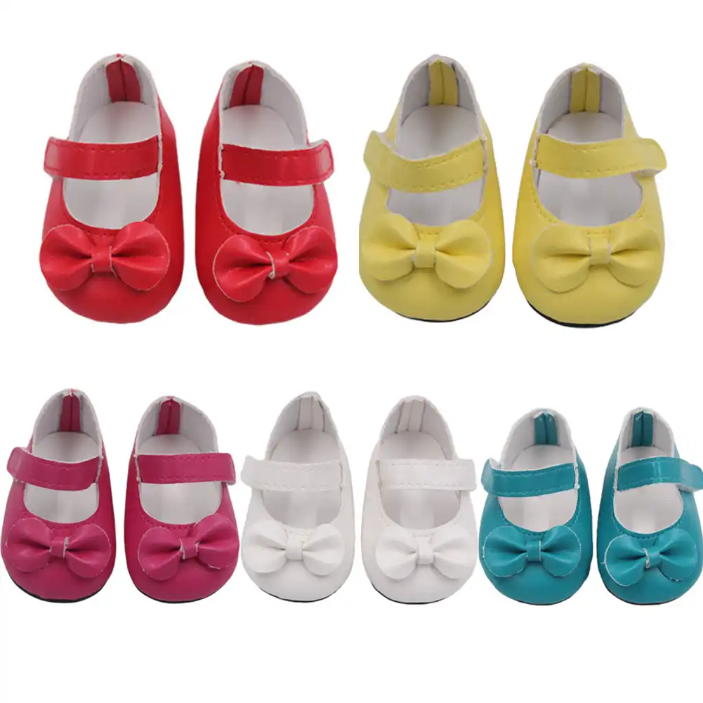 18 Inch Toy Accessories Magic Sticker PU Gift Bow Collection American Doll Shoes