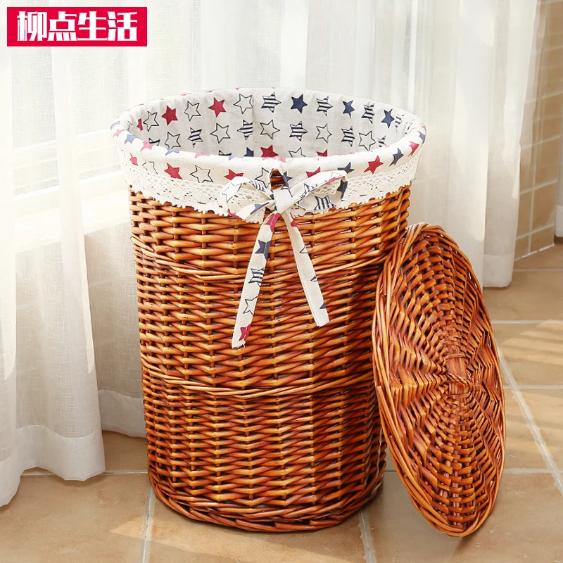 

Dirty Clothes Basket With Rattan Cover, Dirty Clothes Collection Basket, Suitable Home Collection Basket, Dirty Clothes Basket,
