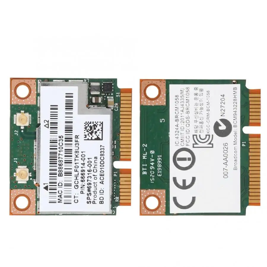Для hp Для Broadcom BCM943228HMB двухдиапазонный 300 Мбит/с Mini PCI-e беспроводная сетевая карта LAN с Bluetooth 4,0
