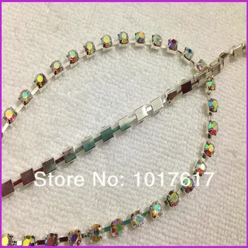 

High Quality ss18 4.2mm Real Crystal Clear AB Color Crystal Rhinestone Cup Chain Silver Base For Jewelry, Dress Making