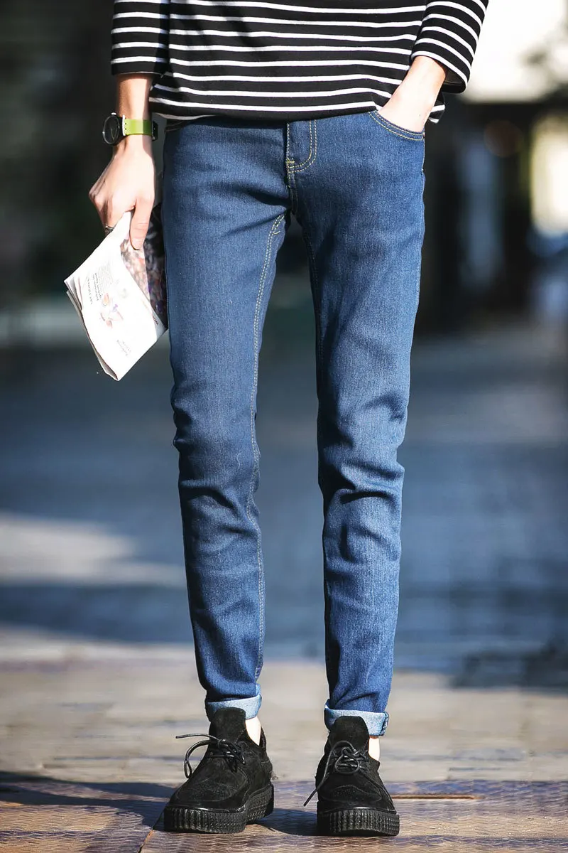 2018 Summer New Men Stretch Casual Denim Jeans Pants Slim Feet Large Size 36 40 Trendy Classics Business Men Cowboy Long Pants 