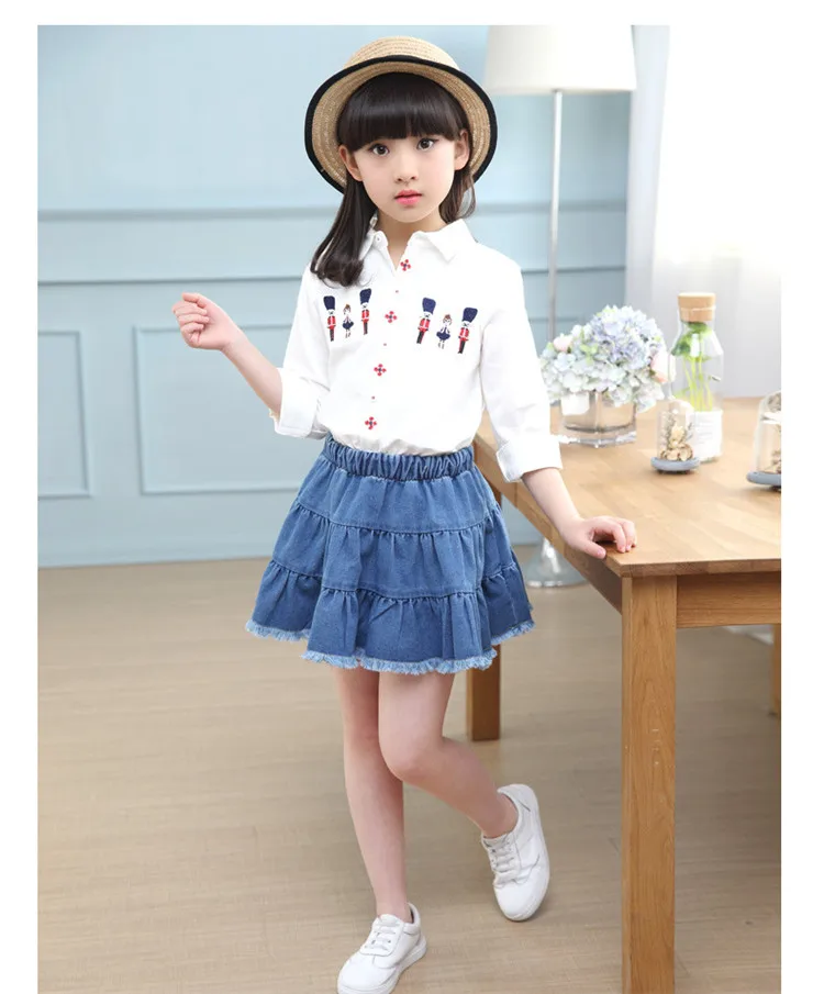 3-12 y children girls clothes denim skirt and top sets long sleeve shirts summer clothing for girl outfit 10 12 year kids set (6)