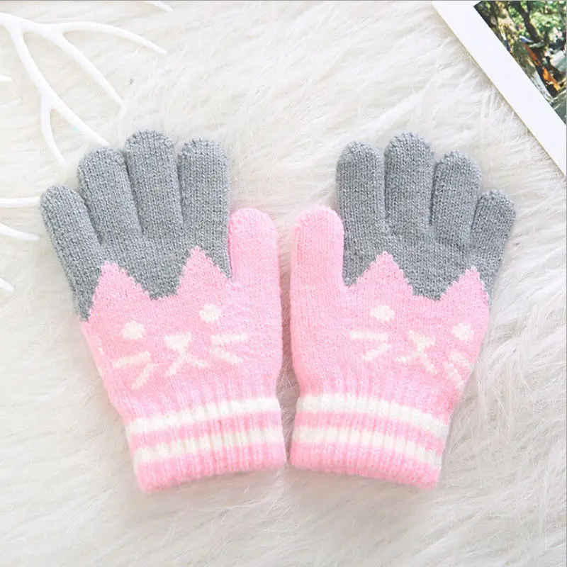 2019 Brand New Child Kids Baby Girls Boys Winter Knitted Gloves Cartoon Warm Mittens Toddlers Outdoor Cartoon Cats Cute Gloves boots baby accessories	 Baby Accessories