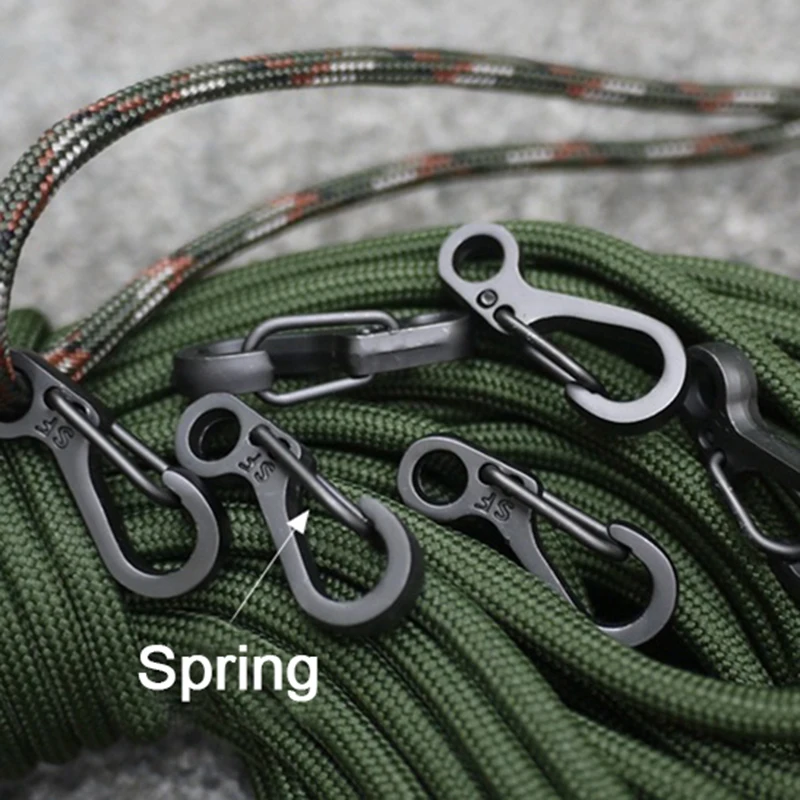 10PCS EDC Keychain Spring Clasps Climbing Carabiners Camping Bottle Hooks Paracord buckle Accessorie Tactical Survival Gear