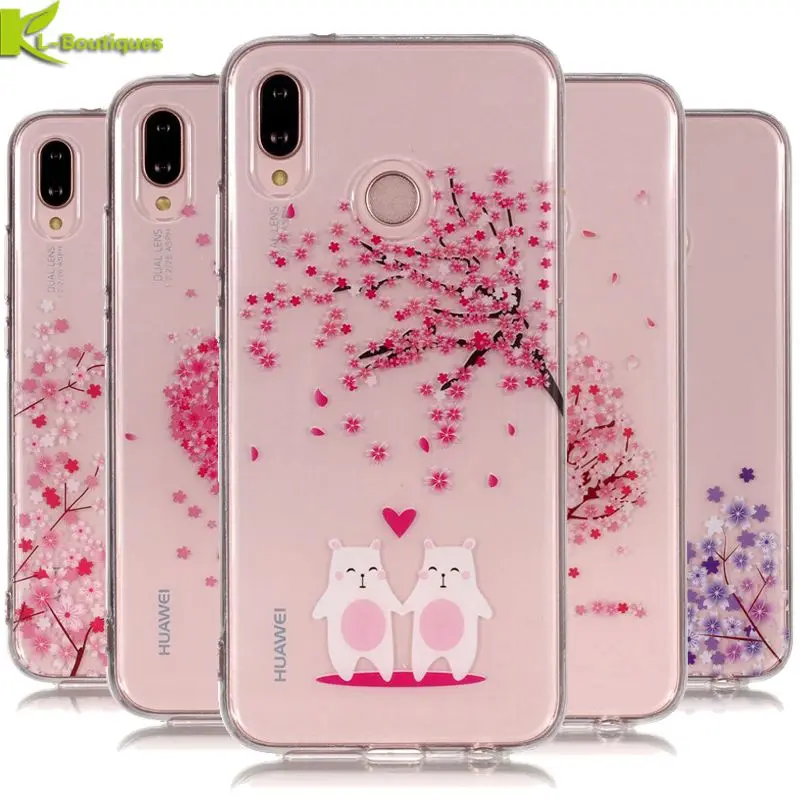 Caso Coque Huawei P20 caso Lite-Huawei P20 Pro P 20 lite Fundas flores clara suave TPU de silicona teléfono casos