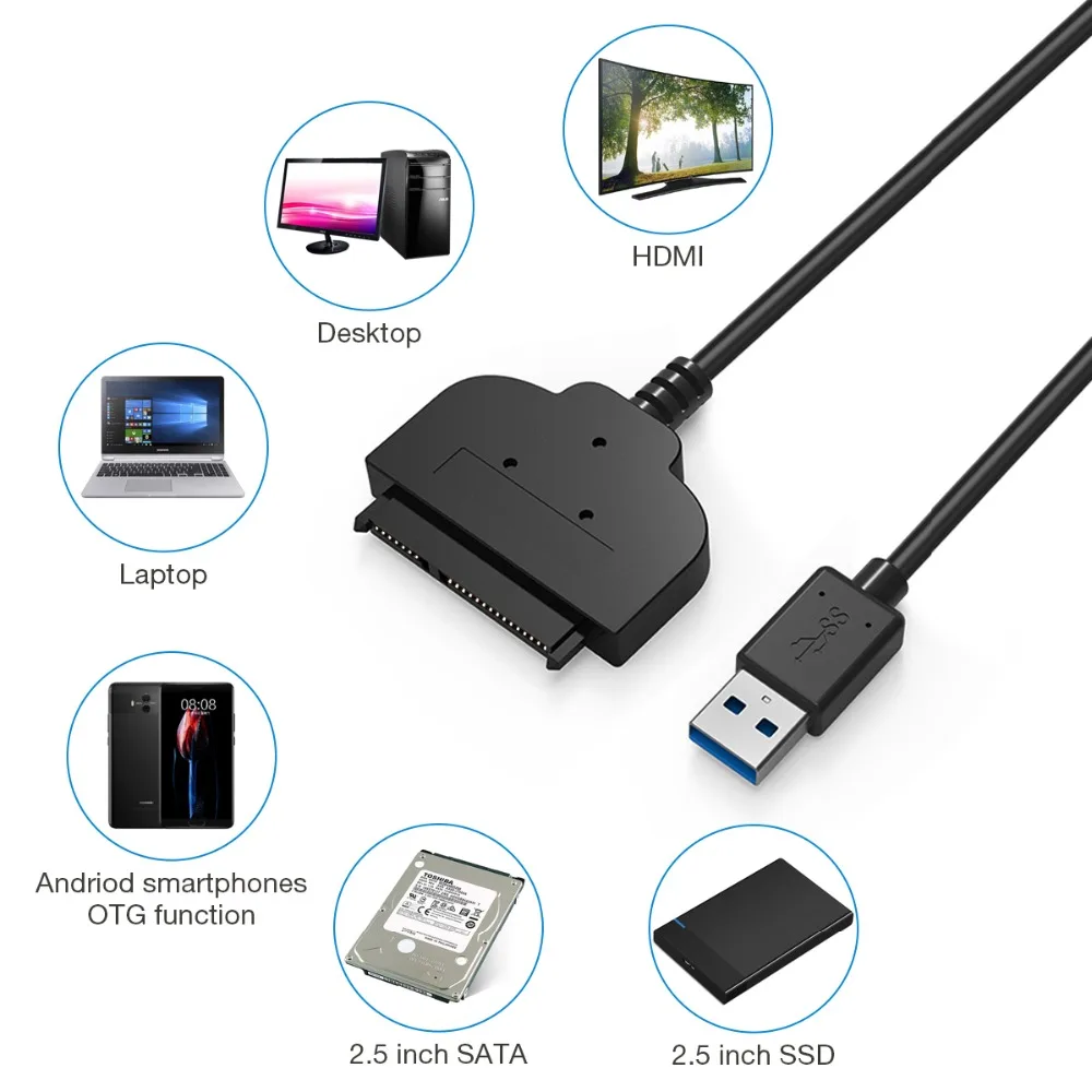 JZYuan SATA к USB 3 0 2 5 дюймовый жесткий диск 22 Pin высокоскоростной кабель переходник для