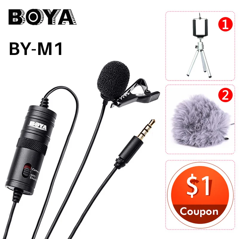 

BOYA BY-M1 Lavalier Microphone Omnidirectional Condenser Mic for iPhone Smartphone Canon Nikon DSLR Camera Interview Broadcast