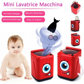 

Mini Electric Makeup Brush Cleaning Red Washing Machine Toys Pretend Play Simulation Kids Furniture Toys Children's Gift