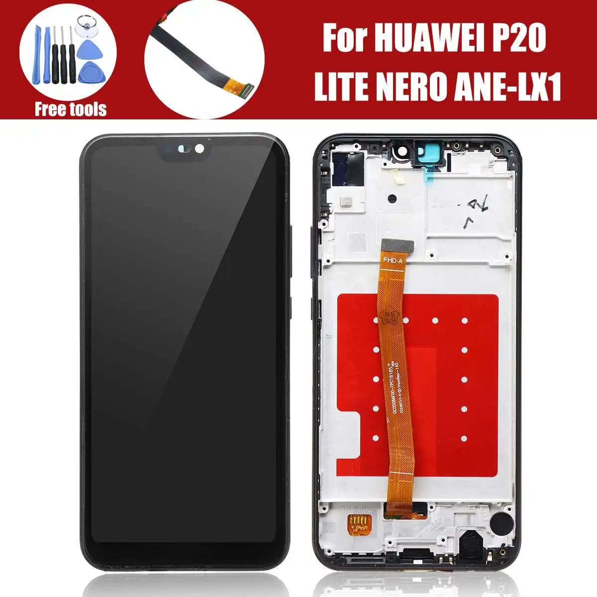 

LEORY 2280*1080 Mobilephone Touches Screen LCD Display Assembly + Tools Replacement For HUAWEI P20 LITE NERO ANE-LX1