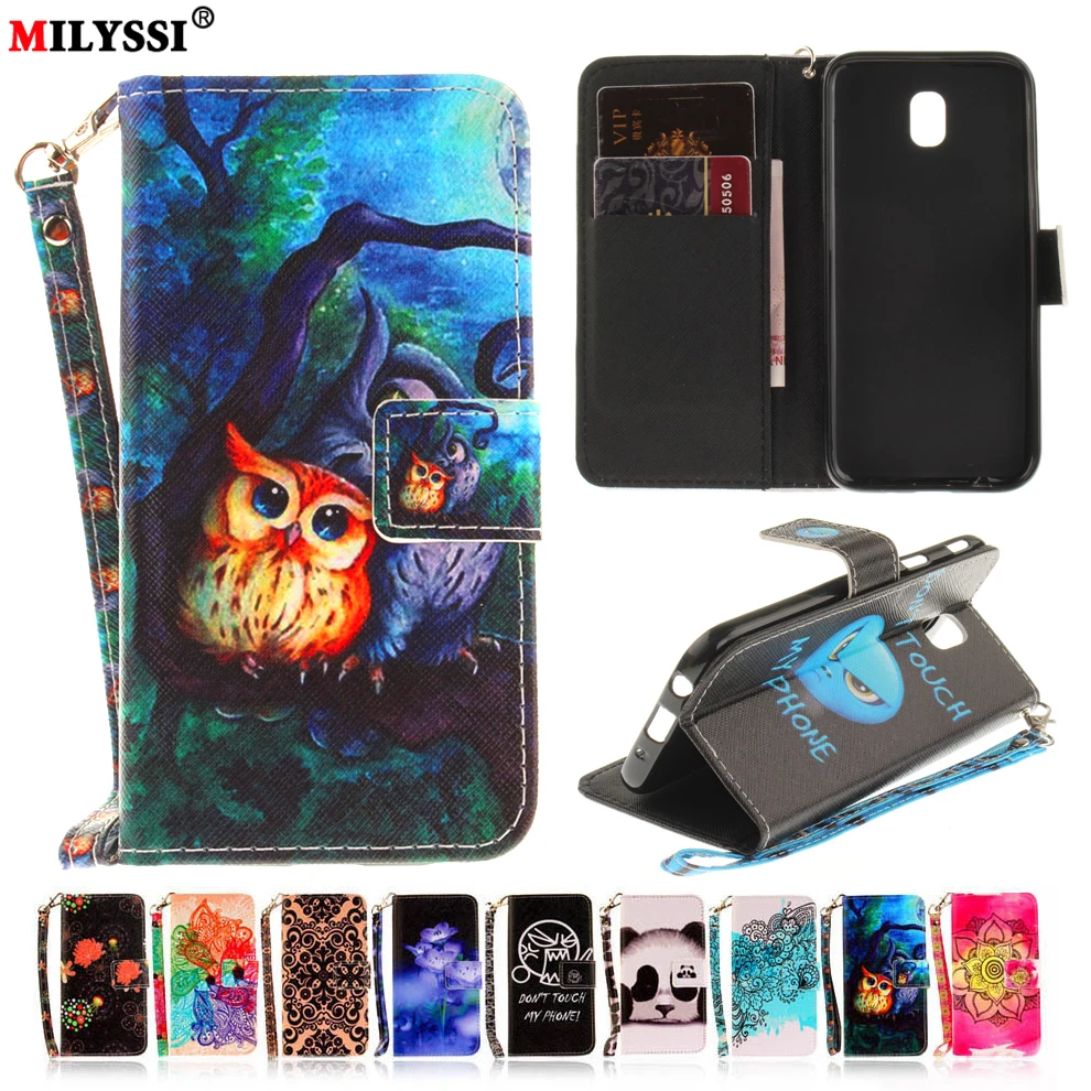 

Luxury Leather Case for Samsung galaxy J5 2017 J530 Cartoon pattern Print Flip Cover Case with Card Slots