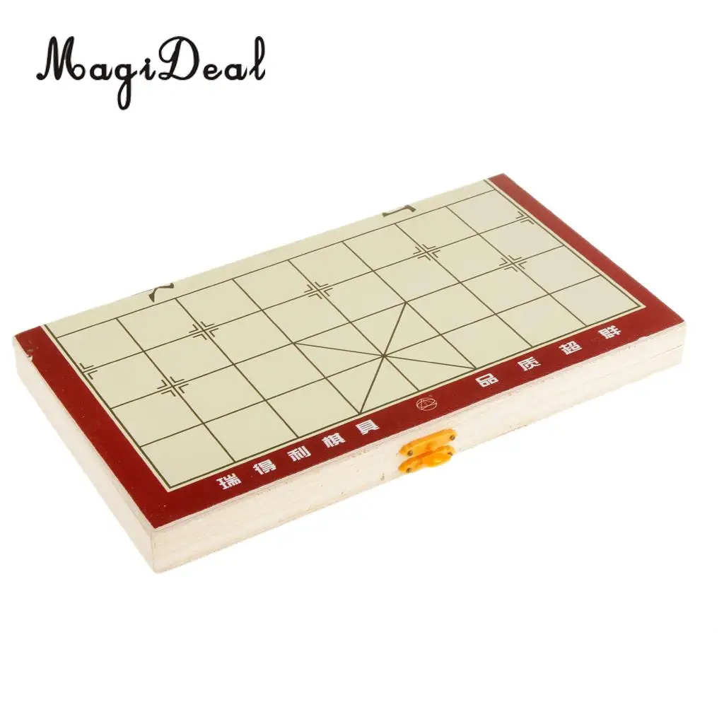 MagiDeal Portable 4.8 x 13.6 x 3.3cm Folable Wooden Traditional Chess Travel Set Chess Game Kids Gift Funny Sports Entertainment
