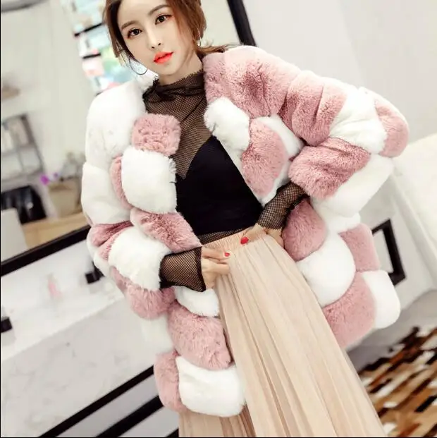 Женское разноцветное зимнее толстое теплое длинное пальто из искусственного меха, женская меховая Элегантная куртка из искусственного меха, Высококачественная пушистая верхняя одежда Mujer