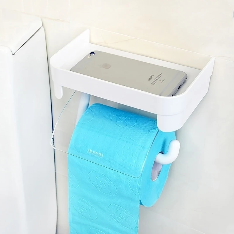 

Baffect Plastic Wall Mounted Toilet Paper Holder Toilet Roll Paper Tissue Holders With Phone Storage Rack Bathroom Accessories
