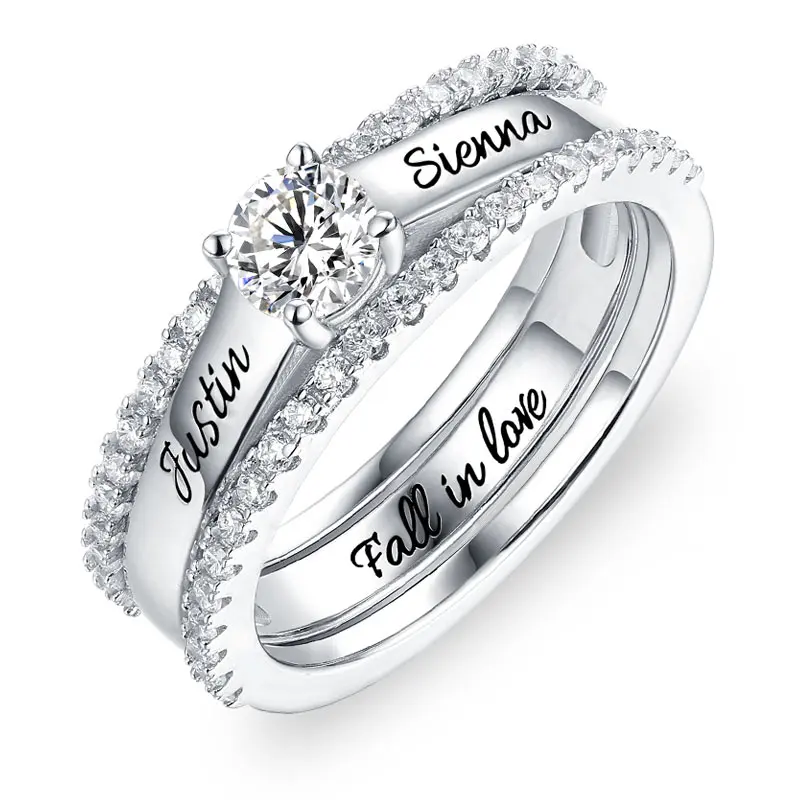 AILIN Engraved Promise Ring For Her Lady Birthstone&Name Rings Custom
