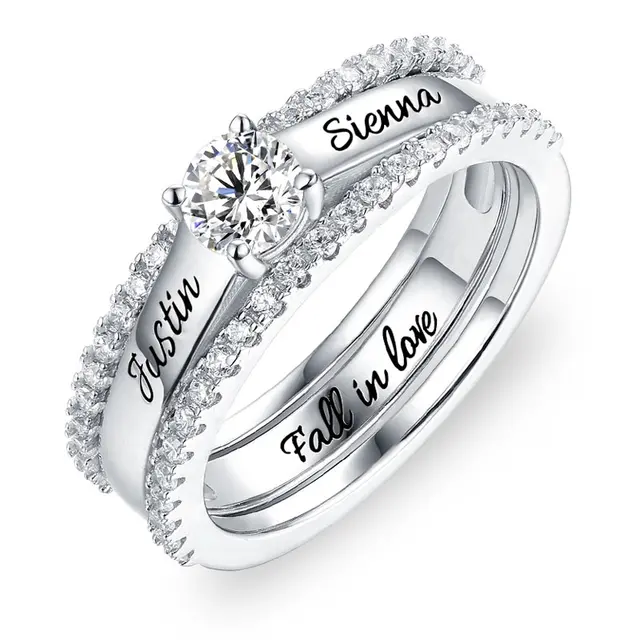 AILIN Engraved Promise Ring For Her Lady Birthstone&Name Rings Custom ...