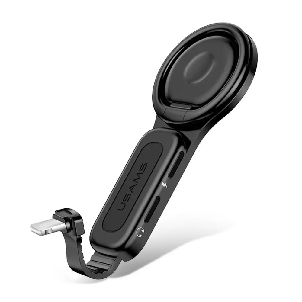 

Ring Adapter Holder for IPhone Phone AUX Earphone Adapter for Lightning Headphone 2 In 1Cable Music Charging