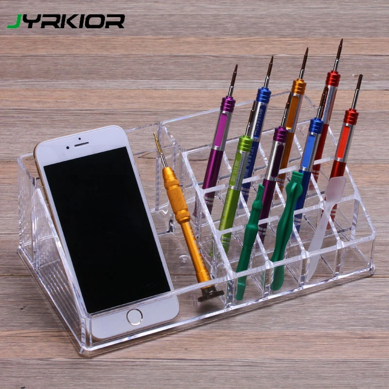 Jyrkior Mobile Phone Repair Tool Acrylic Box Screw Component Tweezers