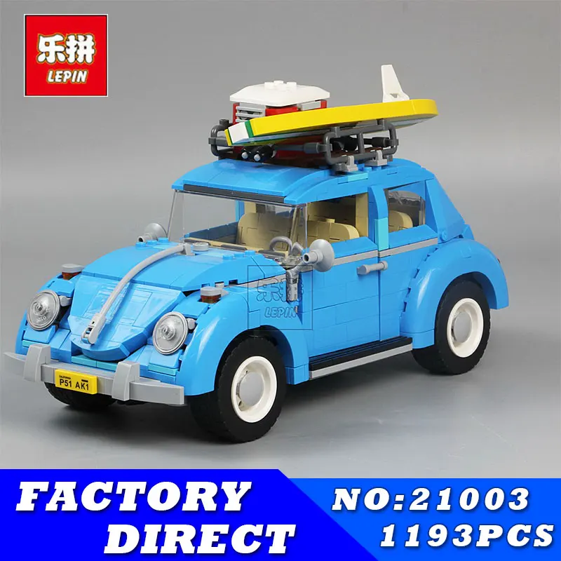 

LEPIN 21003 1193Pcs Creator Technic Series Blue City Car Volkswagen Beetle Model Building Blocks Bricks Compatible 10252 Toys