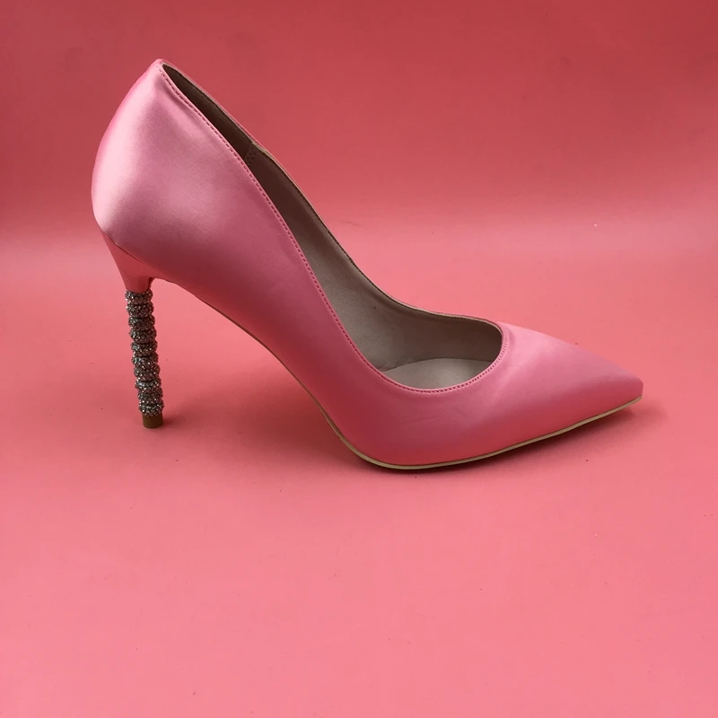 pink satin heels wedding
