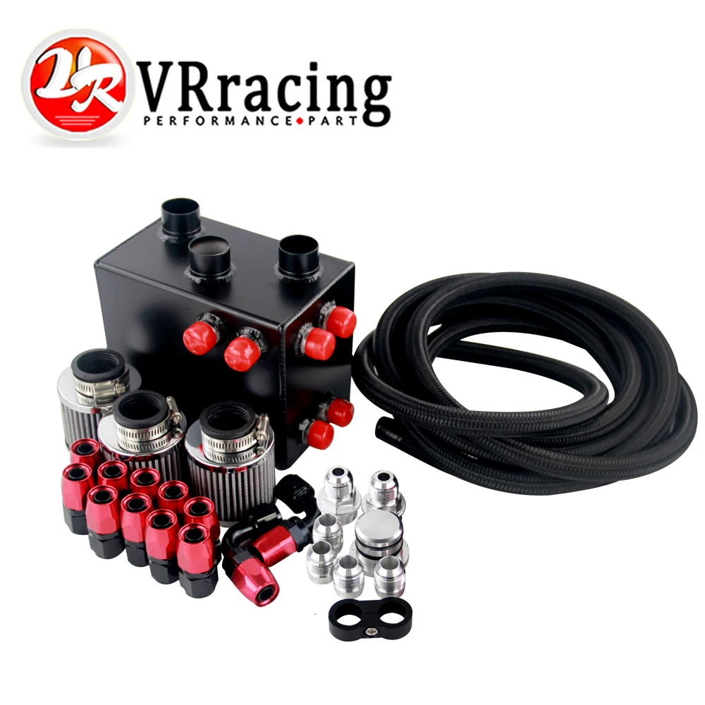 

VR RACING - Universal Power Driven OIL CATCH CAN / BREATHER TANK RACE KIT For Honda Acura VTEC BLACK VR-TK86BK