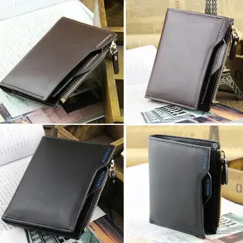 

Men Short Leather Wallet Bifold Card Money Multi-slot Clutch Purse Men Brand striped Card purse Mens Wallet Wholesale price