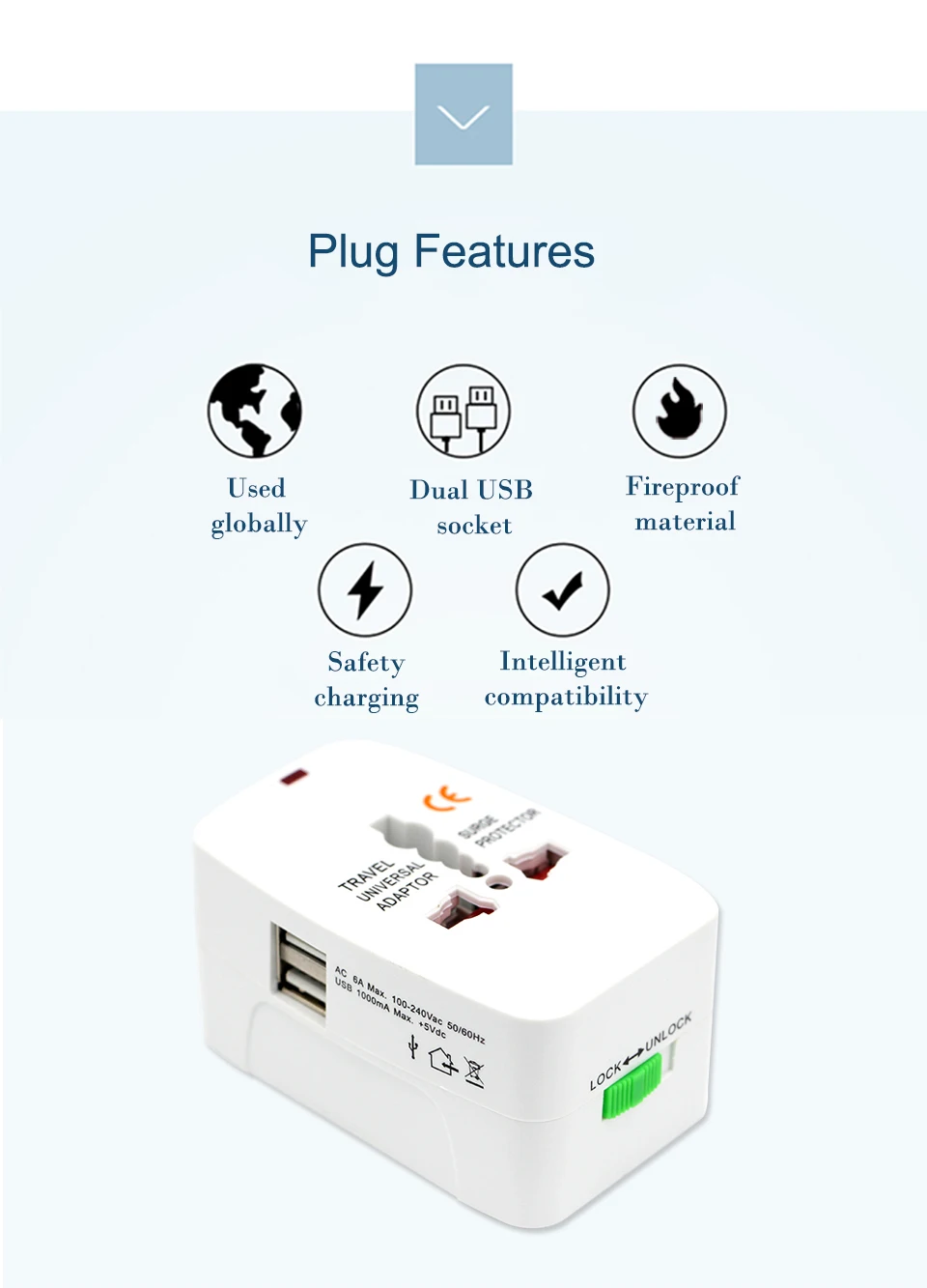 Electric Plug power Socket Adapter International travel adapter Universal Travel Socket USB Power Charger Converter EU UK US AU (6)