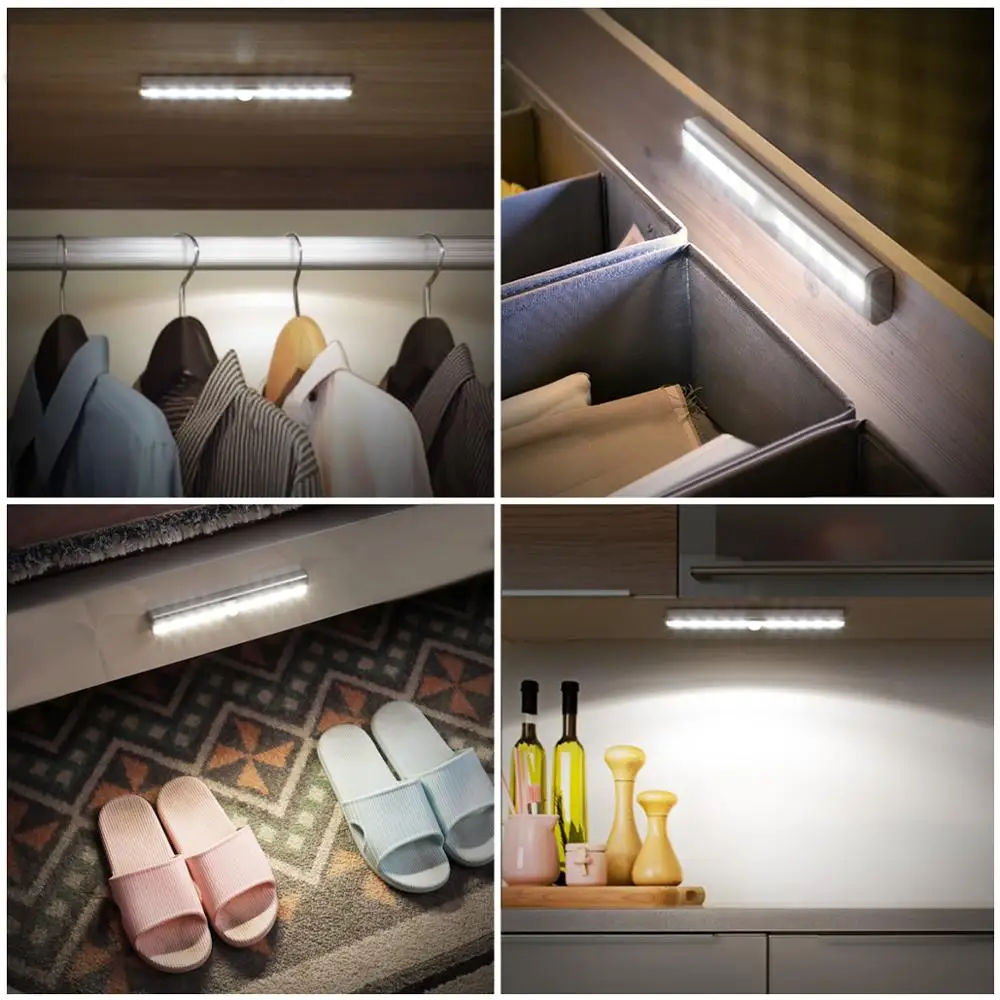Billig AMIR 3 6 stücke LED Motion Sensor Wand Licht Drahtlose Leuchte Wand Lampen Moderne Schlafzimmer Schrank Schrank Treppen Nacht Bad Licht