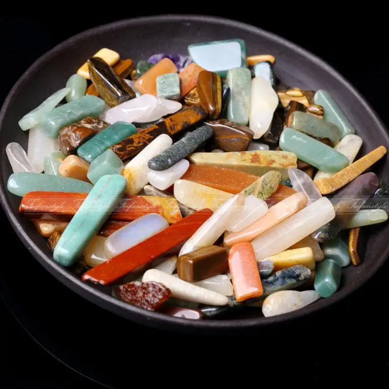 50g Natural Colorful Long Gravel Bulk Tumbled Stones Crystal Healing