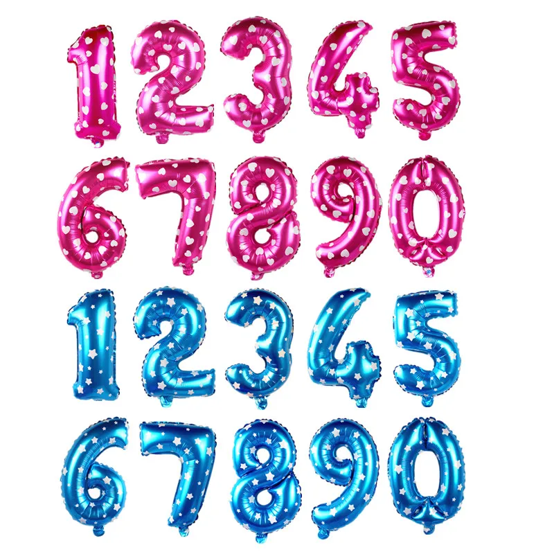 0-9 Digit Party Ballons 16 inch Birthday Number Letter Balloon Pink Blue Foil Helium Balloons Wedding Party Decor Balloon