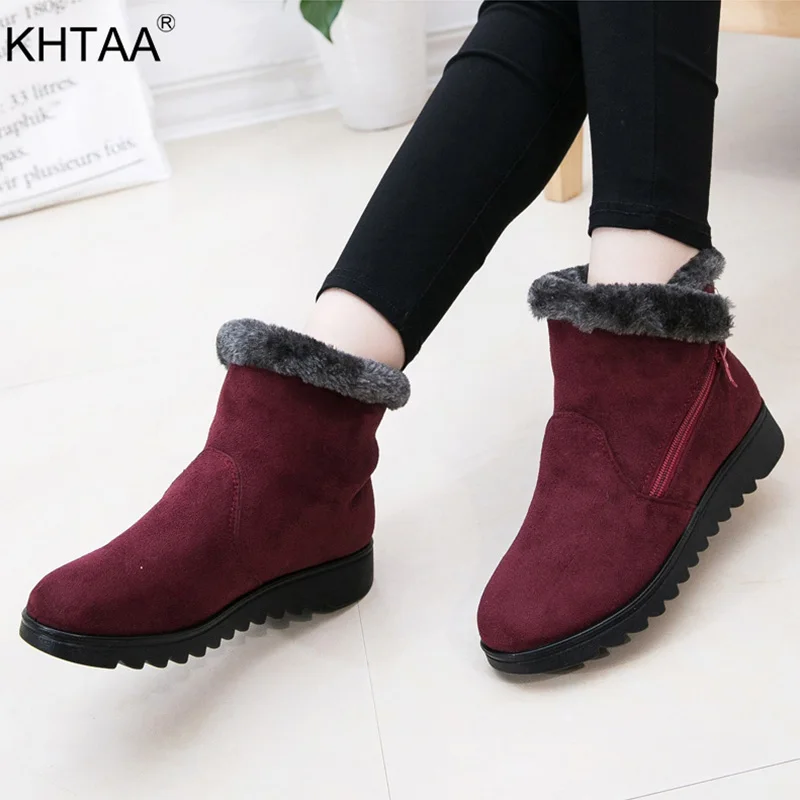 

Women Warm Snow Boots Winter PU Fur Plush Ankle Boot Women's Slip On Platform Ladies Buckle Woman Casual Shoes Female Plus Size