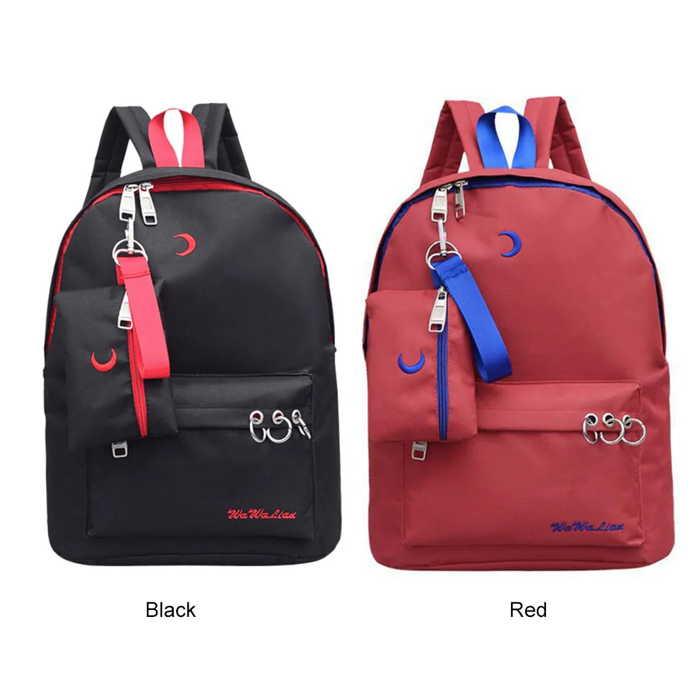 

2017 High Quality Waterproof Zipper Backpack Rucksack Moon Embroidery Travel Bag Popular Brand Design School Bag for Teenagers