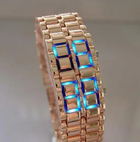 New 2014 Full steel watch Lava LED Watches gold Back Light Casual Watch digital hours Sports watches |