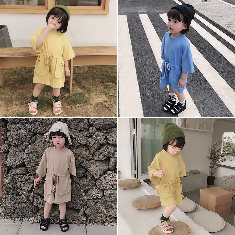 

Girls and Boy Short Sleeve Jumpsuit 2019 New Fashion Casual Loose Summer Climb Clothes Children Leisure Outfit Romper Short Pant