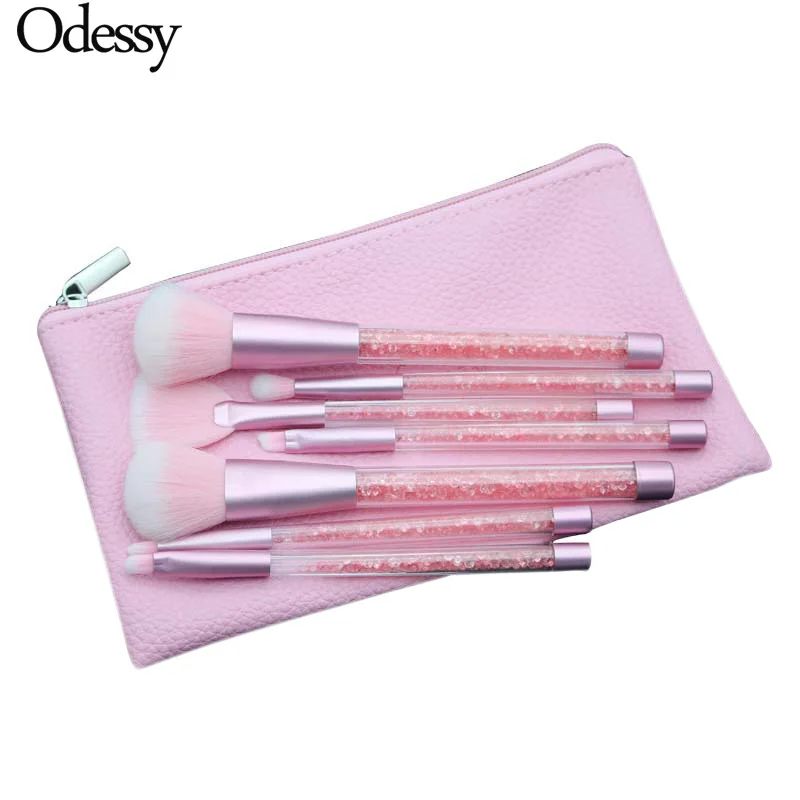 

ODESSY 7pcs Diamond Makeup Brushes set with Bag Crystal Makeup Brush kit Eyeshadow Contour Powder Brush Quicksand Glitter