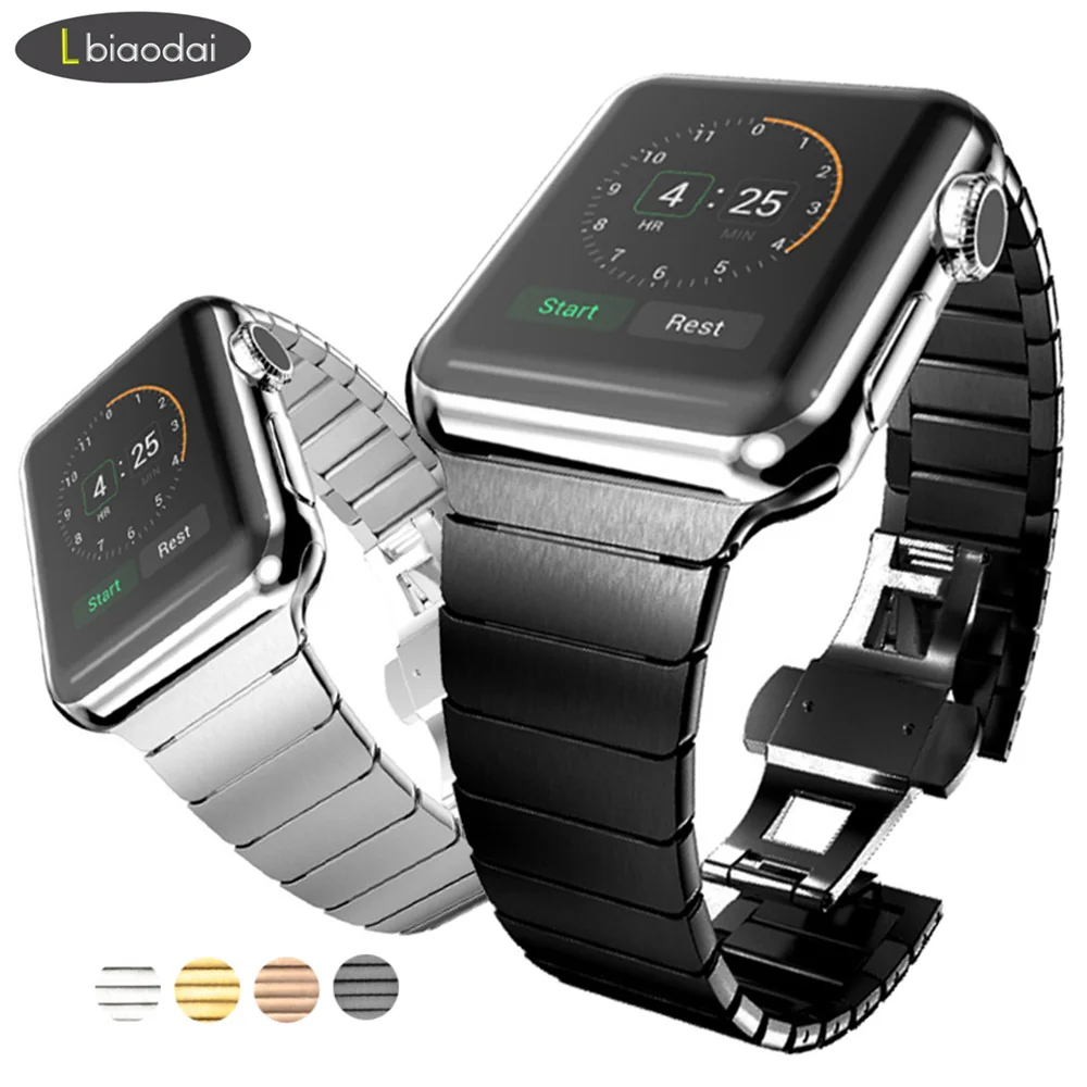 Металлический ремешок для Apple Watch 5 44 мм 40 iWatch 42 38 браслет бабочка нержавеющая