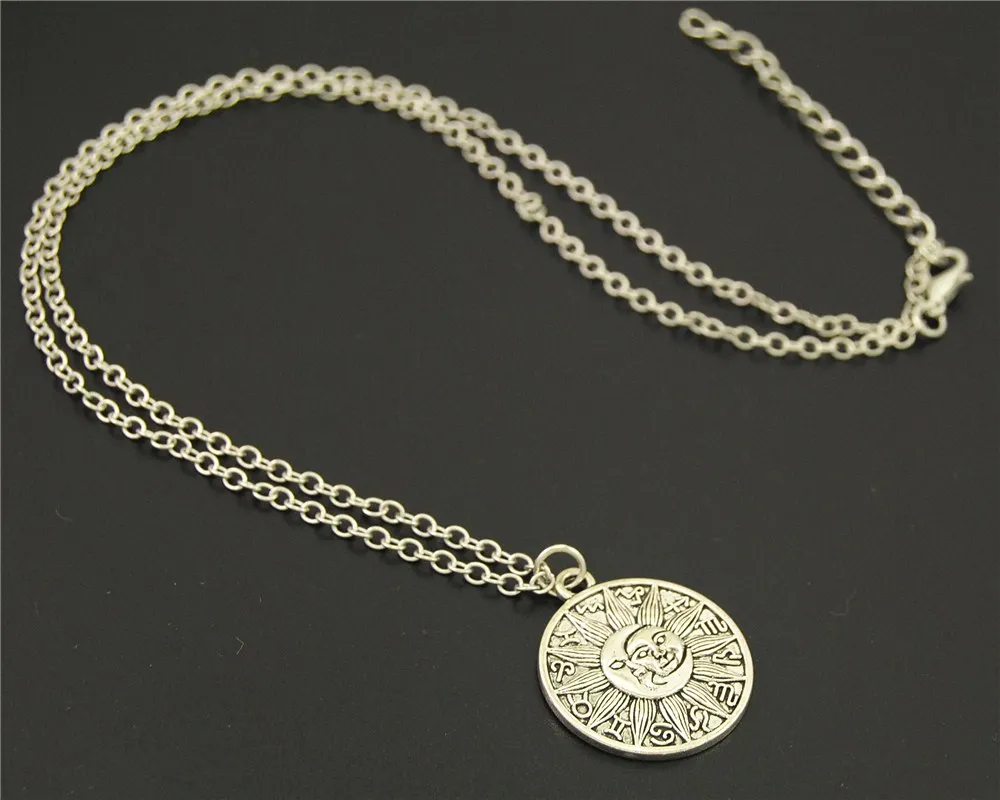 1 шт античное серебро сердце кулон ожерелье полый геометрический ювелирный подарок для женщин студента - Окраска металла: sun