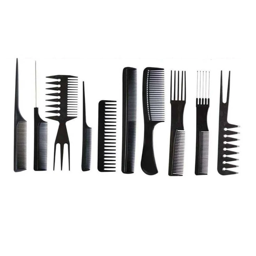 

Best Deal New Good Quality 10Pcs Hair Combs Black Pro Salon Hair Styling Hairdressing Plastic Barbers Combs Set dropshipping