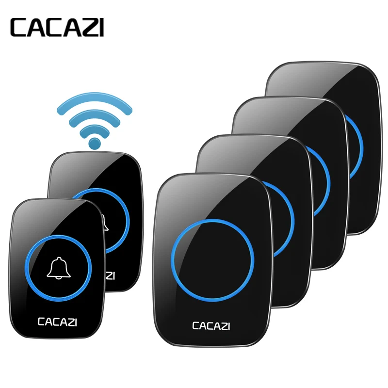 

CACAZI AC 100-240V DoorBell Waterproof 300m work range Wireless Door bell 2 transmitter+4 receivers 38 Ring tunes door chime