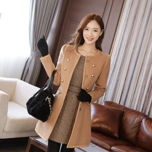 Для женщин Шерстяное пальто с длинным рукавом Повседневное шерстяные зимние мыс плюс Размеры верхняя одежда Костюмы Осень пальто, стилизованные под рабочую одежду для женские офисные