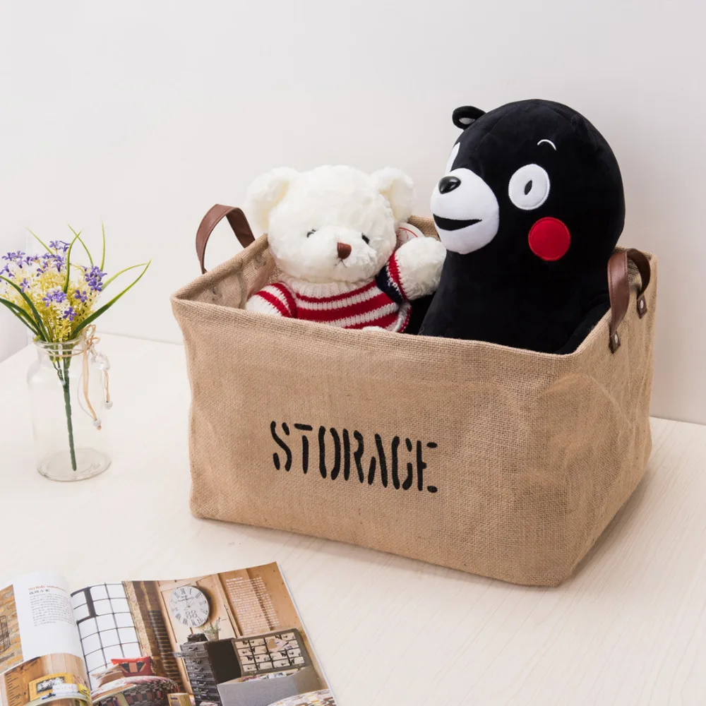 

ANHO Storage Box with Handle Folding Storage Bag Clothes Toys Laundry Basket Organizer Bins Household Linen Sorting Box