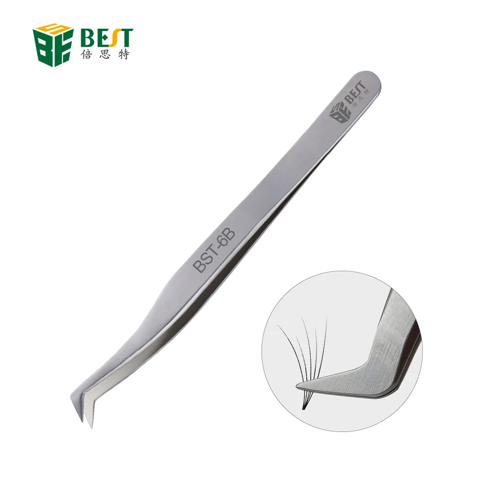 

1Pcs 3D 6D Lashes Fine Pointed Angled Volume Eyelash Extension Private Label Tweezers BEST-6B
