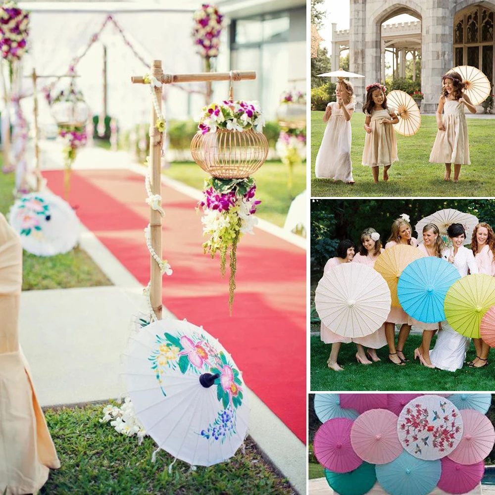 10pcs Handmade Paper Umbrellas For Children DIY Painting Parasol