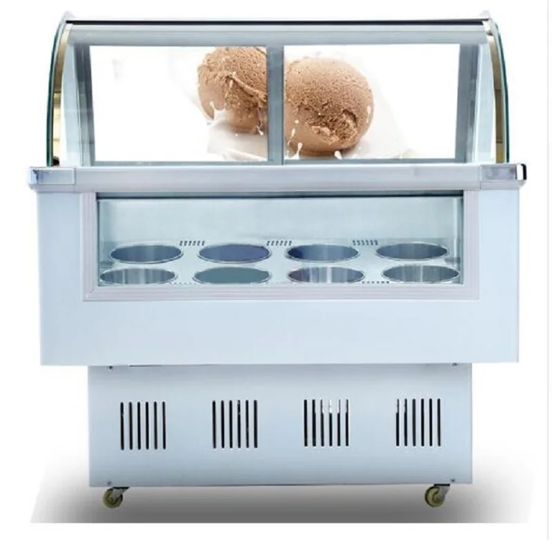 

10 pan Factory Price Commercial Ice Cream Display Freezers showcase Ice Cream Display Fridge free shipping by sea